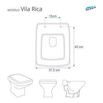 Imagem de Tampa de Vaso Vila Rica Branco para Bacia Icasa Quadrada Antiga