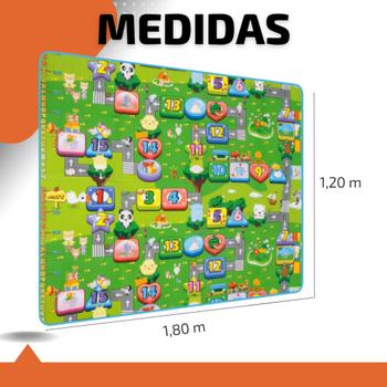 Imagem de Tapete Atividade Térmico Tatame Infantil Educativo Bebê 1,80x 1,20m Grande Baby Macio Dobrável