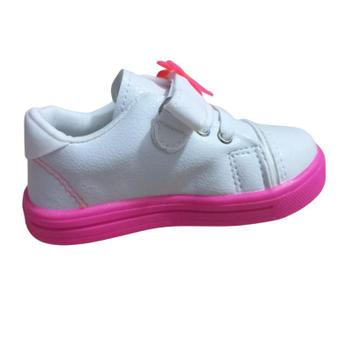 Imagem de Tênis Menina Baby Infantil Branco com Flores Pink Neon