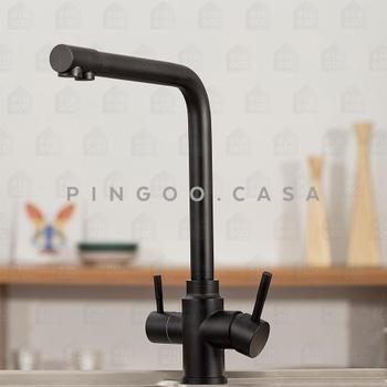 Imagem de Torneira Para Cozinha Misturador Monocomando Entrada Para Filtro Aço Inox 304 Pojuca Pingoo.casa - Preto