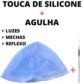Imagem de Touca Alinhada Romana Para Mechas Em Silicone + Agulha 1,5mm