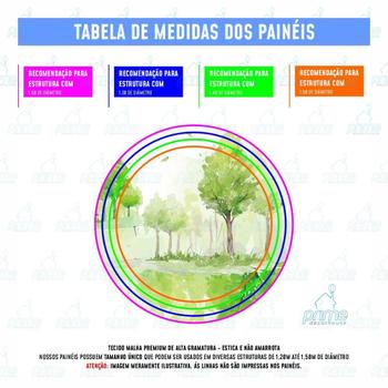 Imagem de Trio Capa Cilindro + Painel Redondo Bosque Tecido 1,50M