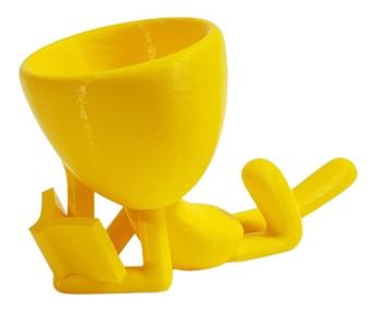 Imagem de Vaso Decor Leitor Estudante Robert Plant Para Suculentas Amarelo 15 cm