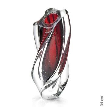 Imagem de Vaso Em Cristal Murano Vermelho São Marcos 34x15x15cm