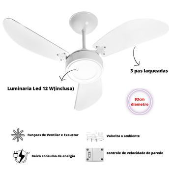 Imagem de Ventilador de Teto New Light Led 3 Pas Bran 127v Venti Delta