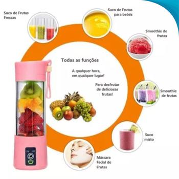 Imagem de Versátil Liquidificador Individual Usb Turbo Mixer Recarregável De Frutas Com Copo Plástico Pronto Para Uso