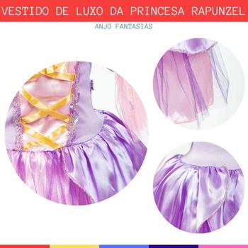 Imagem de Vestido/Fantasia de Malha Infatil da Princesa Rapunzel Luxo