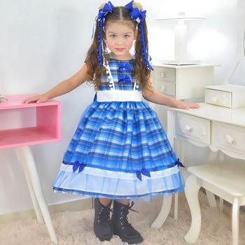 Imagem de Vestido Festa Junina Luxo Várias Cores + 2 Enfeite Cabelo + Saia Armação