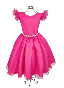 Imagem de Vestido Glitter Pink Manga Godê De Festa Infantil Rodado