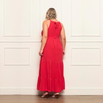 Imagem de Vestido Longo Plus Size Elegante com Babados Linha Premium