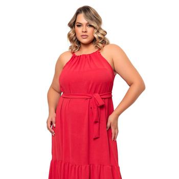 Imagem de Vestido Longo Plus Size Elegante com Babados Linha Premium