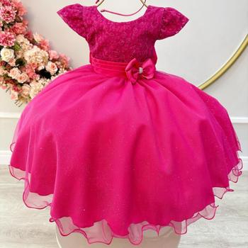 Imagem de Vestido pink infantil barbie festa luxo d7007