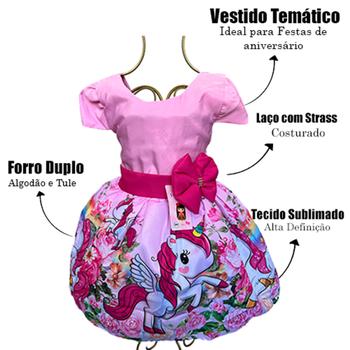 Imagem de Vestido Unicórnio Luxo Temático Festa infantil, Batismo, Aniversário.