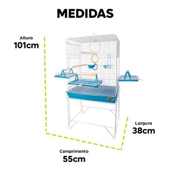 Imagem de Viveiro Pássaros Calopsita Confort Triplex Segurança Jel Plast Pet Piu