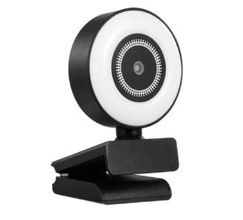 Imagem de Webcam 1080p Anel Luz Led Microfone Ring Light Usb Gira 360º Foto Filmagem videos