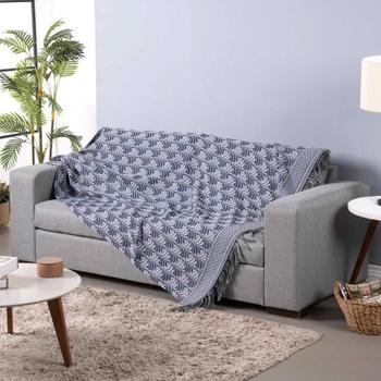 Imagem de Xale Para Sofá Com Franja Luxor 1 Peça 2,10m x 1,35m 60% Algodão / 40% Poliéster Tecido Jacquard