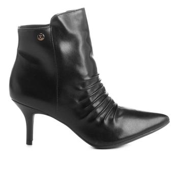 Bota Cano Curto Via Uno Salto Fino Drapeada Feminina