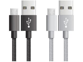 Cabo Carregador Micro USB Easy Mobile 2m Preto - e 1 Cabo Carregador Micro USB 1m Prata