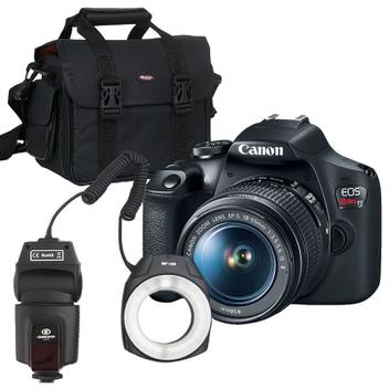 CÃ¢mera Canon T7 + Ring Flash Led Macro ML-150 + Bolsa FotogrÃ¡fica