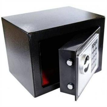 Cofre Eletronico Digital Em Aco Teclado Com Senha + Chave SOS 23x17x17cm Com Buchas E Parafusos - Rpc