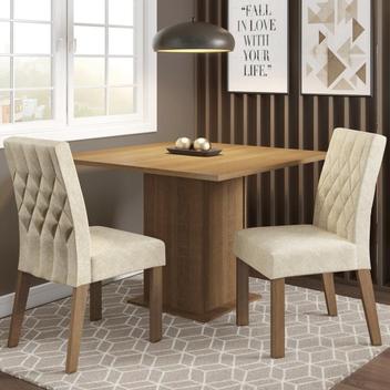 Conjunto Sala de Jantar Madesa Maju Mesa Tampo de Madeira com 2 Cadeiras - Magazine Ofertaesperta