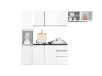 Cozinha Completa Poliman Móveis Laura - com Balcão 8 Portas 2 Gavetas