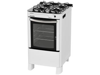 Fogão 4 Bocas Esmaltec Glass Safira - Acendimento Automático Branco
