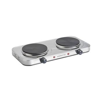 Fogão Elétrico 2 Bocas De Mesa Em Aço Inox Cooktop 2000W Agratto