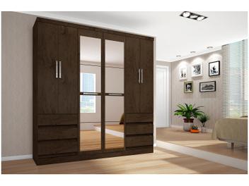 Guarda-roupa Casal 6 Portas 6 Gavetas Araplac - 217729-77 com Espelho
