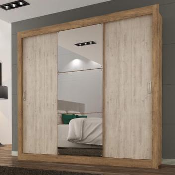 Guarda Roupa Casal com Espelho 3 Portas 3 Gavetas Flex Color Smart Maxel IpÃª Tex/Vanilla Tex