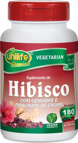 Hibisco com Gengibre Unilife 180 capsulas 500mg