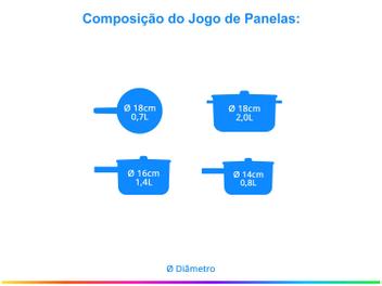 Jogo de Panelas Tramontina Antiaderente - de Alumínio Vermelho 4 Peças Turim