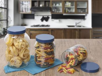 Jogo de Pote de Vidro Invicta com Tampa - Redondo 3 Peças