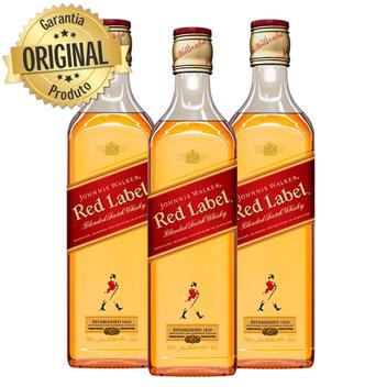 Kit 3 Whisky Importado Johnnie Walker Red Label 500ML 8 Anos