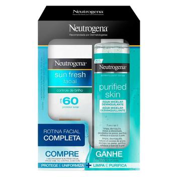 Protetor Solar Facial Neutrogena Sun Fresh FPS 60 50ml + Água Micelar Purified Skin 200ml