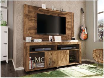 Rack com Painel para TV até 55” Premium Joy - Jatobá 1 Porta de Correr Caemmun