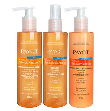 Sabonete Hidratante Detox + Tônico Revitalizante Facial + Hidratante Corporal Nutritivo Vitamina C Payot - C/3 Itens