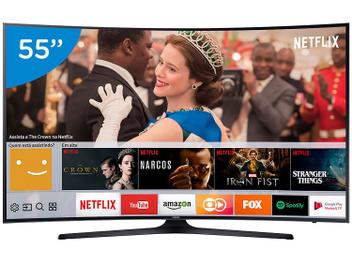 Smart TV LED Curva 55â Samsung 4K/Ultra HD - 55MU6300 Conversor Digital Wi-Fi 3 HDMI 2 USB DLNA
