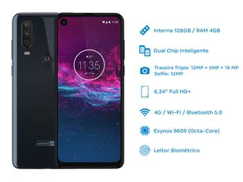 Smartphone Motorola One Action 128GB Azul 4G - 4GB RAM 6,34â CÃ¢m. Tripla + CÃ¢m. Selfie 12MP