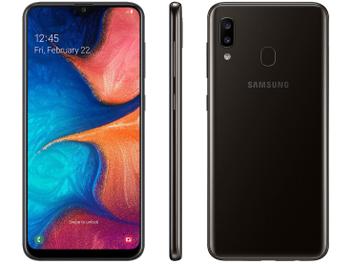 Smartphone Samsung Galaxy A20 32GB Preto 4G - 3GB RAM Tela 6,4” Câm. Dupla + Câm. Selfie 8MP