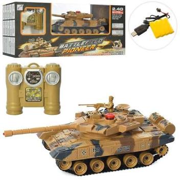 Tanque de guerra com controle remoto caminhao robo carrinho de batalha t-90  2.4 com luz e som escal - Makeda