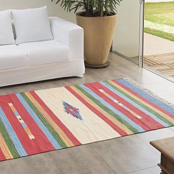 Tapete Indiano Retangular AlgodÃ£o D4 Kilim 140cmx200cm Niazitex Colorido