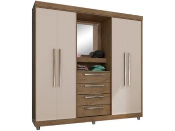 Guarda-roupa Casal com Espelho 4 Portas 4 Gavetas - Araplac Moscou - Magazine Ofertaesperta