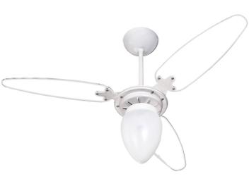 Ventilador de Teto Ventisol Premium Wind Light - 3 PÃ¡s Branco e Transparente para 1 LÃ¢mpada
