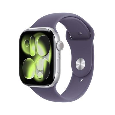 Apple Watch Series 11 GPS - Caixa prateada de alumínio  46 mm - Pulseira esportiva roxo-névoa  M/G