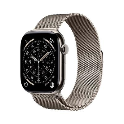 Apple Watch Series 11 GPS + Cellular - Caixa natural de titânio  46 mm - Pulseira natural estilo milanês  P/M