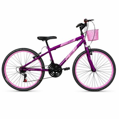 Bicicleta Aro 24 C/cestinha Forss Anny 18 Marchas Violeta