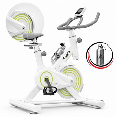 Bicicleta Ergométrica Branca Spinning Profissional 150KG Academia com Painel Digital BrusFit