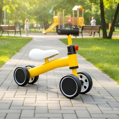 Bicicleta Infantil de Equilíbrio 4 Rodas Andador sem pedal Coordenação Motora para Crianças