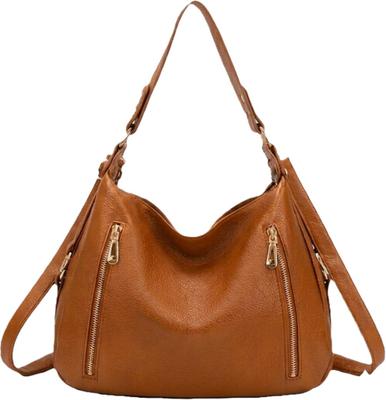 Bolsa Feminina Média Transversal Couro Pu com 4 Zíperes  Estilosa e Elegante